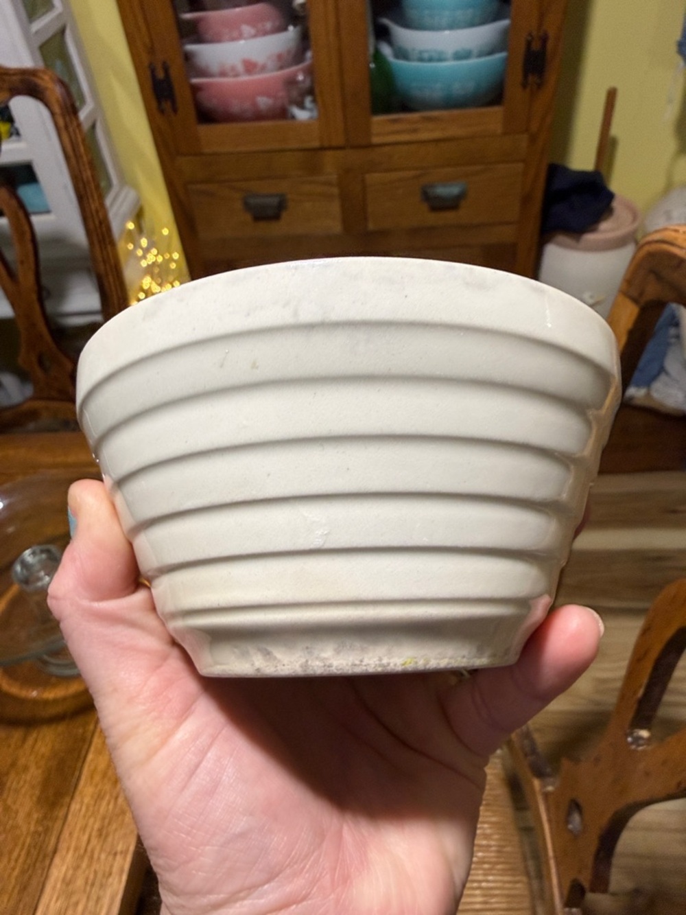 Vintage Bauer USA stoneware stained cream small cereal ribbed bee hive bowl - Picture 8 of 9